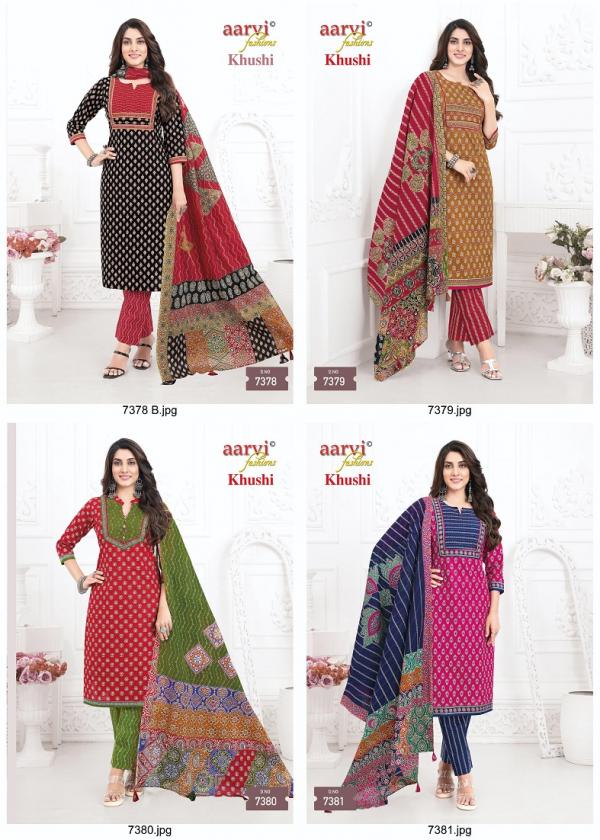 Aarvi Khushi Vol-1 – Ajrakh Style Kurti Pant With Dupatta